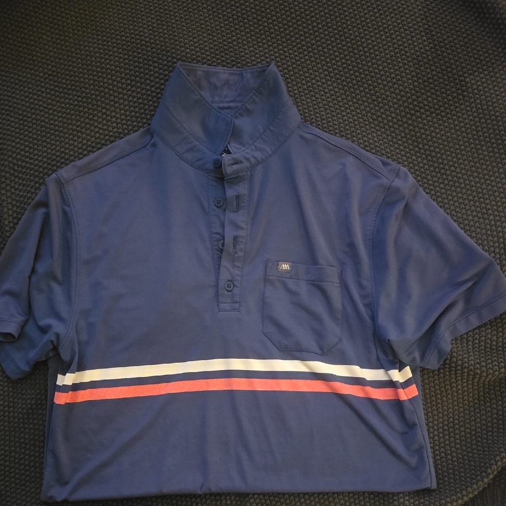 Blue Polo Shirt with Stripes